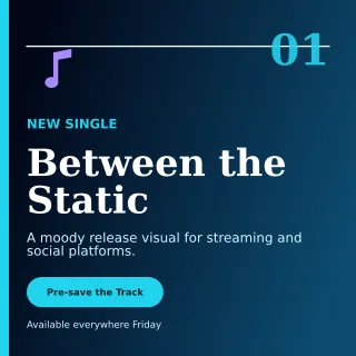 Editorial Music Release Square Post — editable black creator template, instagram post