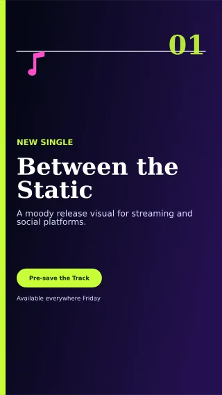 Editorial Music Release Story — editable black creator template, story / reel