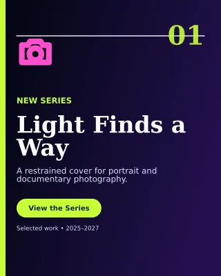 Editorial Photo Portfolio Portrait Post — editable black creator template, instagram portrait