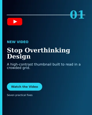 Editorial YouTube Thumbnail Portrait Post — editable black creator template, instagram portrait