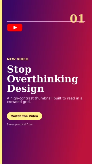 Editorial YouTube Thumbnail Story — editable purple creator template, story / reel