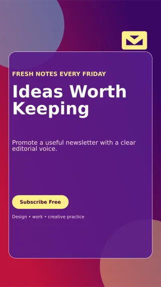 Glass Creator Newsletter Story — editable purple creator template, story / reel