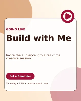 Glass Livestream Announcement Portrait Post — editable white creator template, instagram portrait
