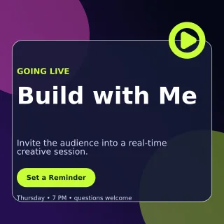 Glass Livestream Announcement Square Post — editable black creator template, instagram post