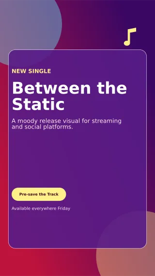 Glass Music Release Story — editable purple creator template, story / reel