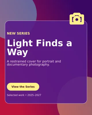Glass Photo Portfolio Portrait Post — editable purple creator template, instagram portrait