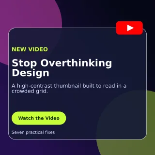Glass YouTube Thumbnail Square Post — editable black creator template, instagram post