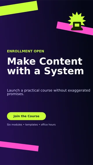 Kinetic Creator Course Story — editable black creator template, story / reel