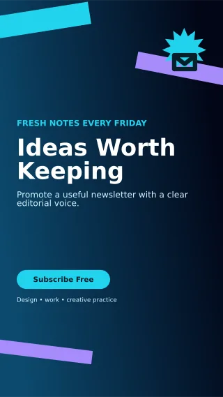 Kinetic Creator Newsletter Story — editable black creator template, story / reel