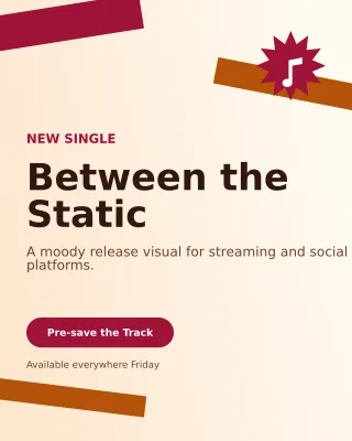 Kinetic Music Release Portrait Post — editable white creator template, instagram portrait