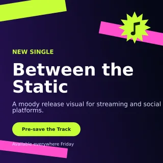 Kinetic Music Release Square Post — editable black creator template, instagram post