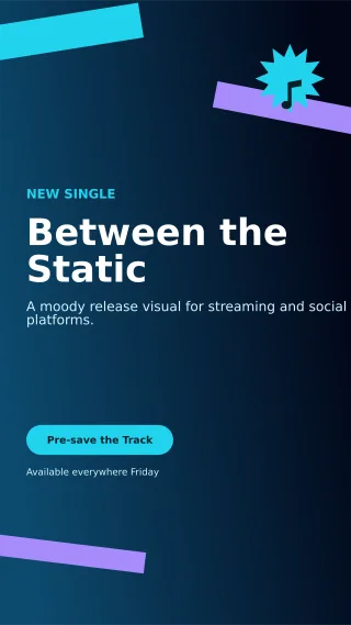 Kinetic Music Release Story — editable black creator template, story / reel