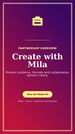 Luxe Creator Media Kit Story — editable purple creator template, story / reel