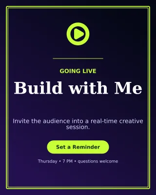 Luxe Livestream Announcement Portrait Post — editable black creator template, instagram portrait