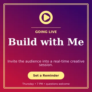 Luxe Livestream Announcement Square Post — editable purple creator template, instagram post