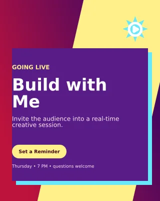 Neo Livestream Announcement Portrait Post — editable purple creator template, instagram portrait