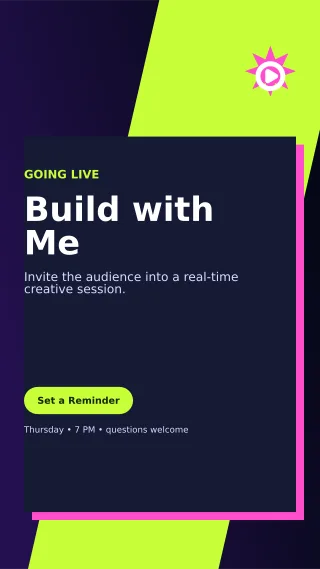 Neo Livestream Announcement Story — editable black creator template, story / reel