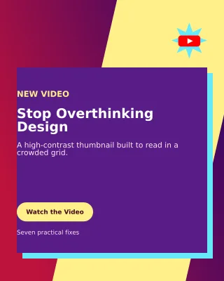 Neo YouTube Thumbnail Portrait Post — editable purple creator template, instagram portrait