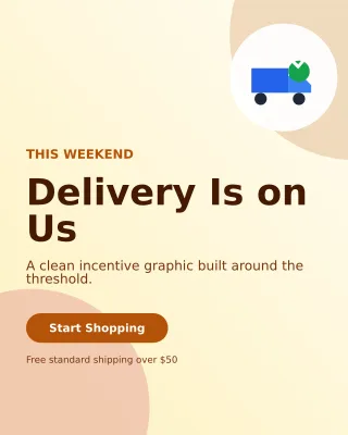 Aurora Free Shipping Portrait Post — editable white retail promotion template, instagram portrait