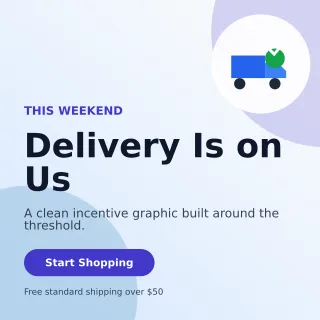 Aurora Free Shipping Square Post — editable white retail promotion template, instagram post