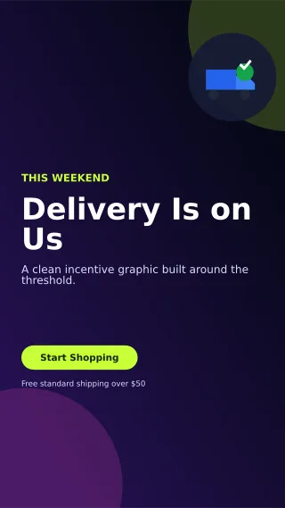 Aurora Free Shipping Story — editable black retail promotion template, story / reel