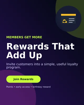 Aurora Loyalty Program Portrait Post — editable black retail promotion template, instagram portrait
