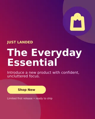 Aurora New Arrival Portrait Post — editable purple retail promotion template, instagram portrait