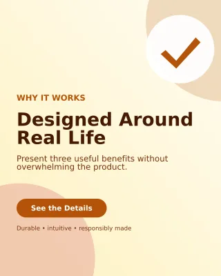 Aurora Product Benefits Portrait Post — editable white retail promotion template, instagram portrait