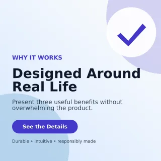 Aurora Product Benefits Square Post — editable white retail promotion template, instagram post