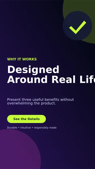 Aurora Product Benefits Story — editable black retail promotion template, story / reel