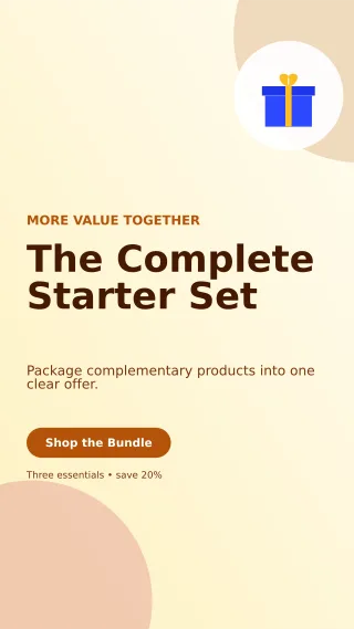 Aurora Product Bundle Story — editable white retail promotion template, story / reel