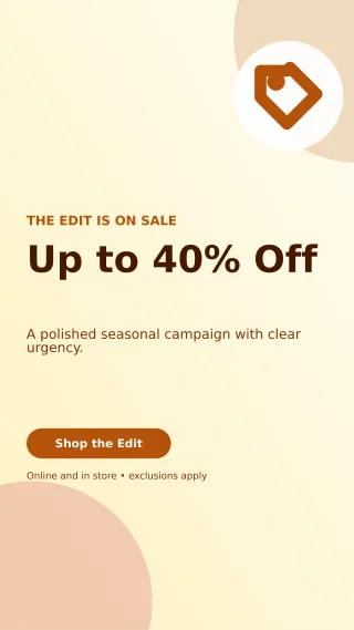Aurora Seasonal Sale Story — editable white retail promotion template, story / reel