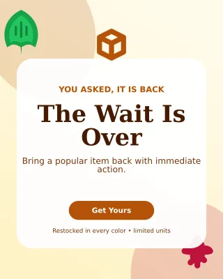 Botanical Back in Stock Portrait Post — editable white retail promotion template, instagram portrait