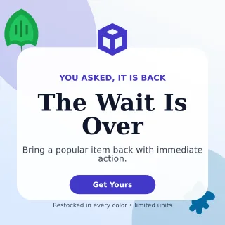 Botanical Back in Stock Square Post — editable white retail promotion template, instagram post