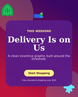 Botanical Free Shipping Portrait Post — editable purple retail promotion template, instagram portrait