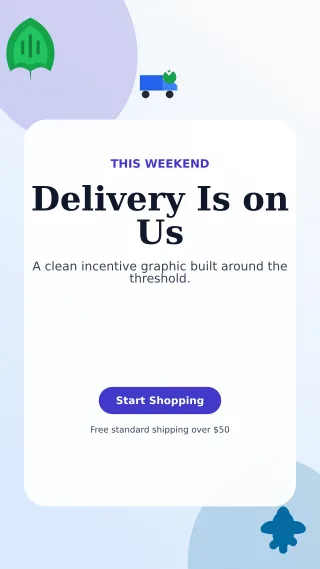 Botanical Free Shipping Story — editable white retail promotion template, story / reel