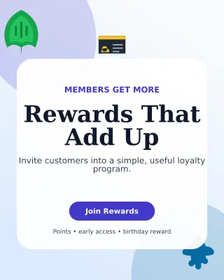Botanical Loyalty Program Portrait Post — editable white retail promotion template, instagram portrait