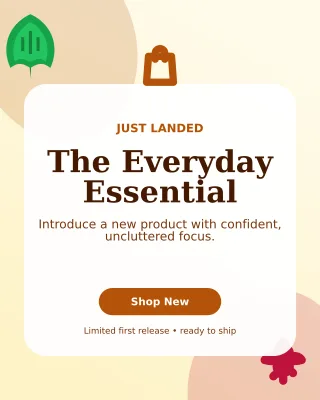 Botanical New Arrival Portrait Post — editable white retail promotion template, instagram portrait