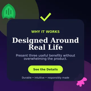 Botanical Product Benefits Square Post — editable black retail promotion template, instagram post