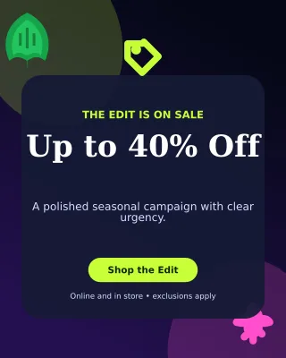 Botanical Seasonal Sale Portrait Post — editable black retail promotion template, instagram portrait