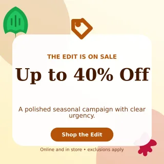 Botanical Seasonal Sale Square Post — editable white retail promotion template, instagram post