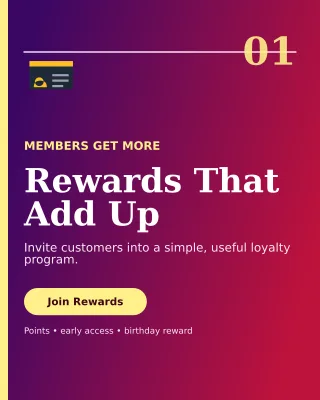 Editorial Loyalty Program Portrait Post — editable purple retail promotion template, instagram portrait