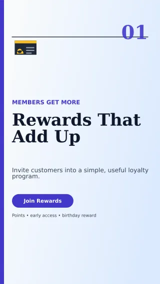 Editorial Loyalty Program Story — editable white retail promotion template, story / reel