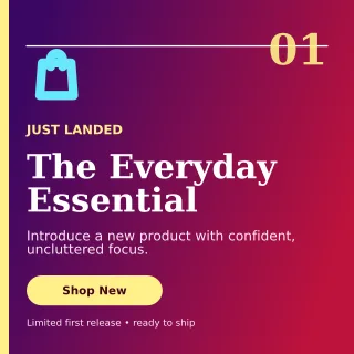 Editorial New Arrival Square Post — editable purple retail promotion template, instagram post