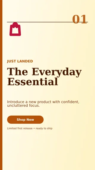 Editorial New Arrival Story — editable white retail promotion template, story / reel