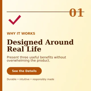 Editorial Product Benefits Square Post — editable white retail promotion template, instagram post