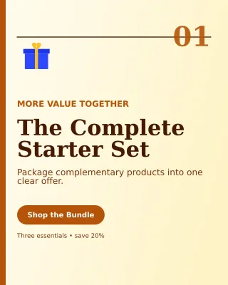 Editorial Product Bundle Portrait Post — editable white retail promotion template, instagram portrait