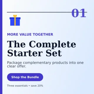 Editorial Product Bundle Square Post — editable white retail promotion template, instagram post