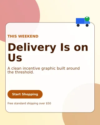 Glass Free Shipping Portrait Post — editable white retail promotion template, instagram portrait