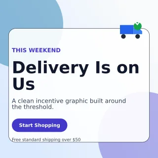Glass Free Shipping Square Post — editable white retail promotion template, instagram post